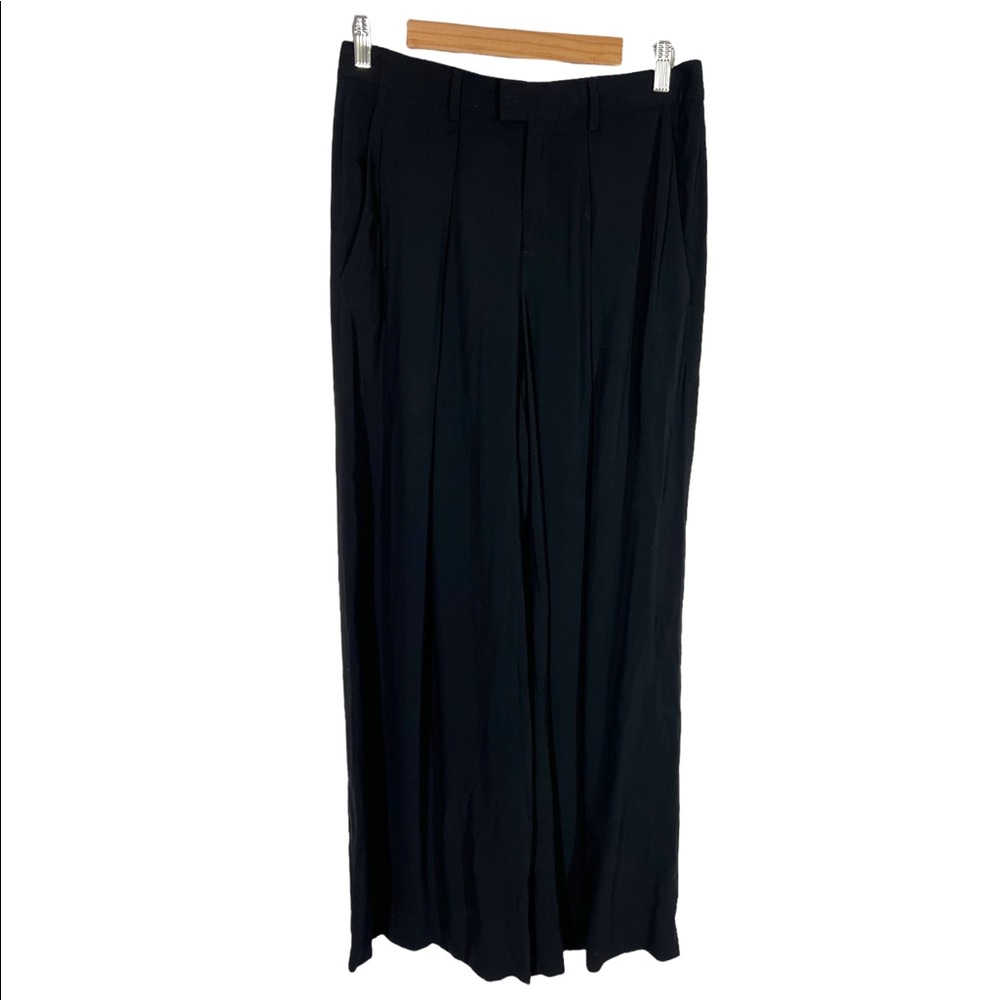Helmut Lang Wide Leg Trouser Pants Silk Blend Black Front Pleat Women's size 10 - Picture 11 of 11